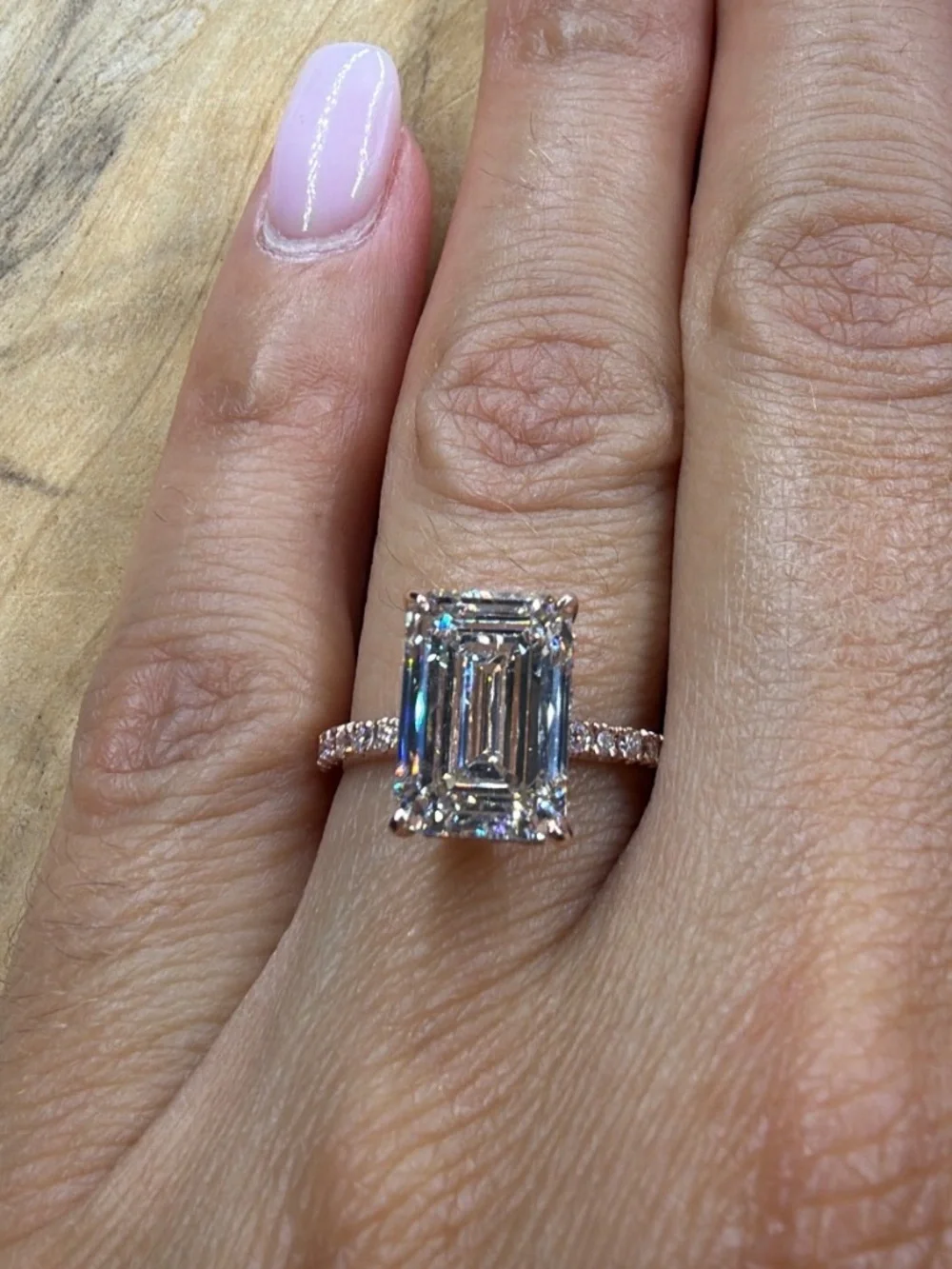 Debbie™ 4 Carat Emerald Cut Lab-Grown Diamond Engagement Ring 14K Rose Gold Cert